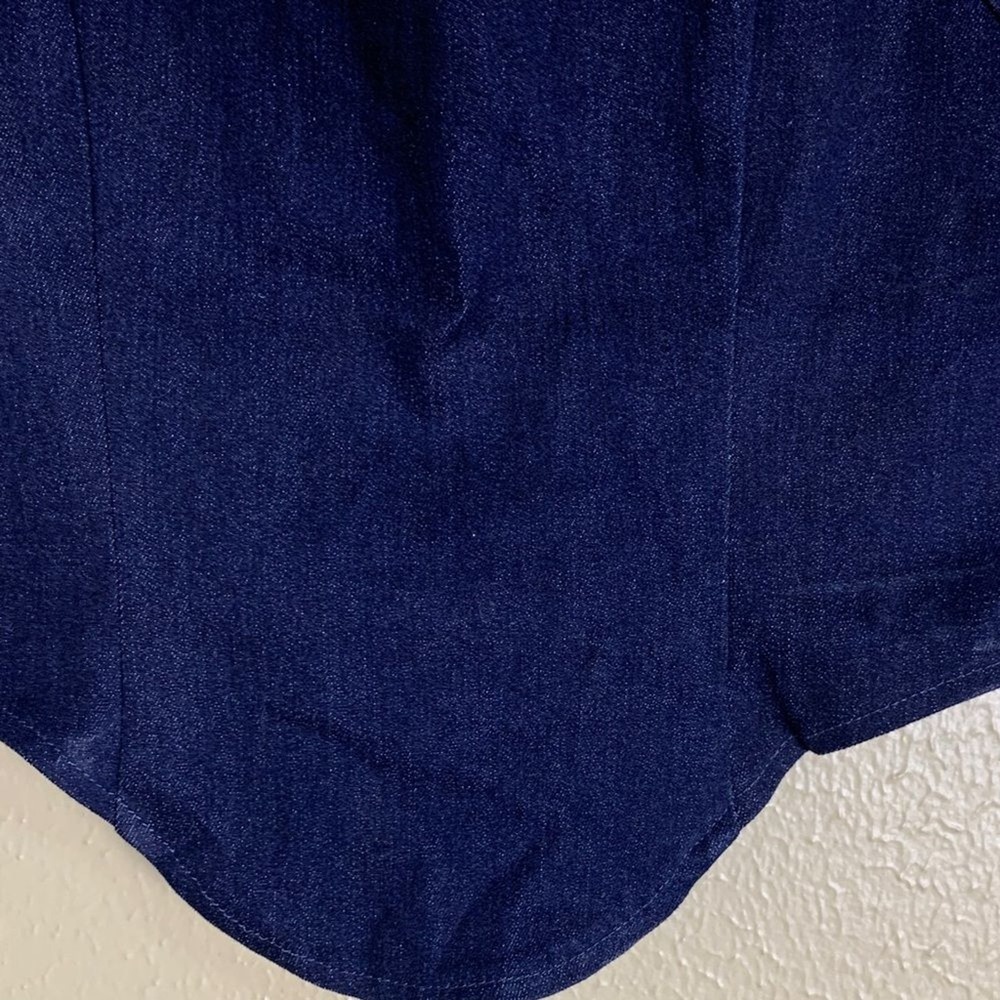 Motel Corset Crop Top Womens XS Blue Denim Eyelet Lace Trim Urban Outfitters - Picture 4 of 7